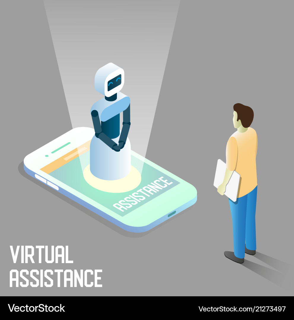 AI Virtual Assistant Concept Vector Image