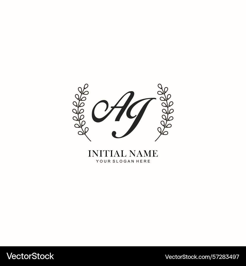 Aj initial logo templates with botanical elements Aj initial logo templates with botanical elements vector image