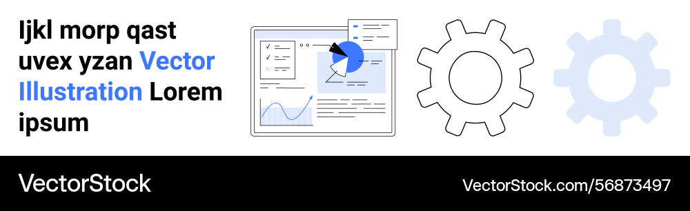 Data analytics dashboard with pie chart and gear Vector Image