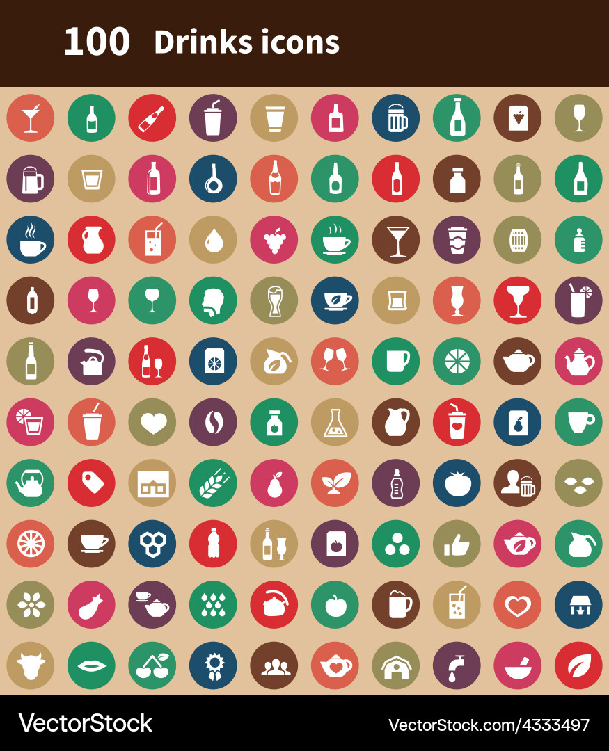 Drinks Icons Collection Vector Image