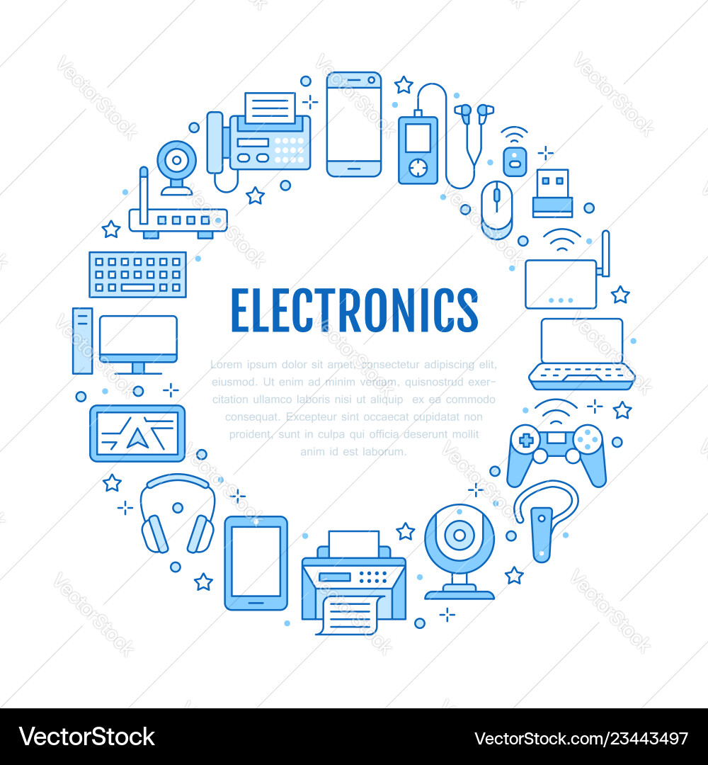 Elektronik Kreis Poster mit flachen Linien Icons Elektronik Kreis Poster mit flachen Linien Icons vektorbild