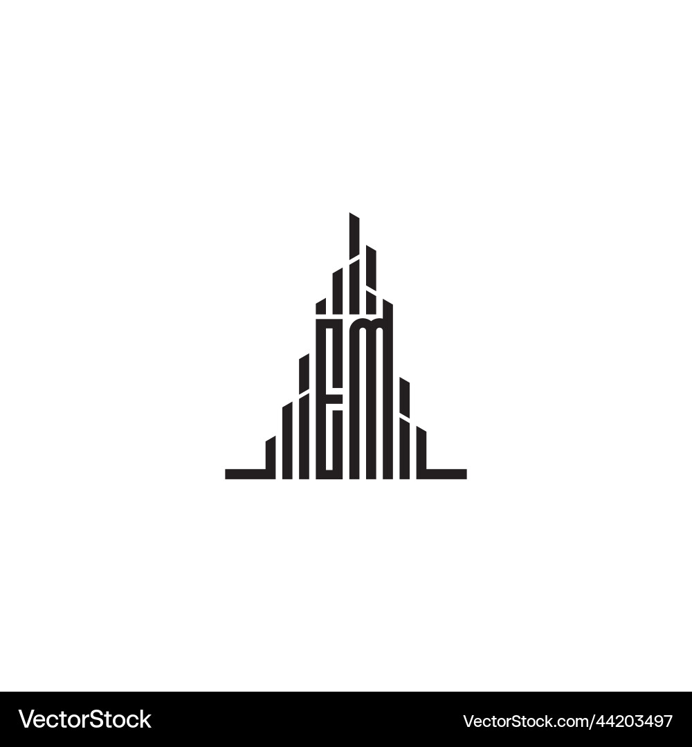Em skyscraper line logo initial concept with high Em skyscraper line logo initial concept with high Vector Image