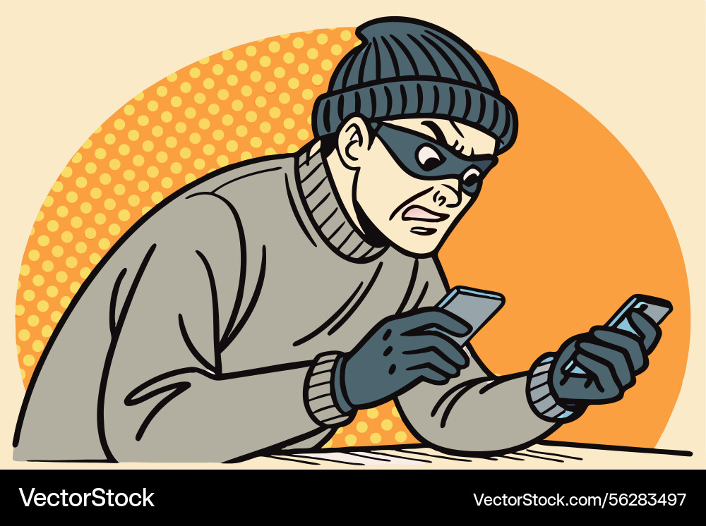 Hacker stealing data with phones vector image