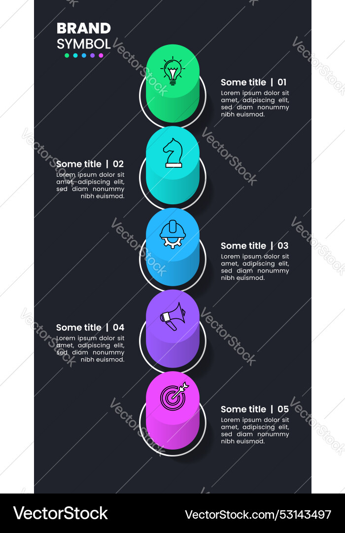 Infographic template vertical line with 5 columns Vector Image