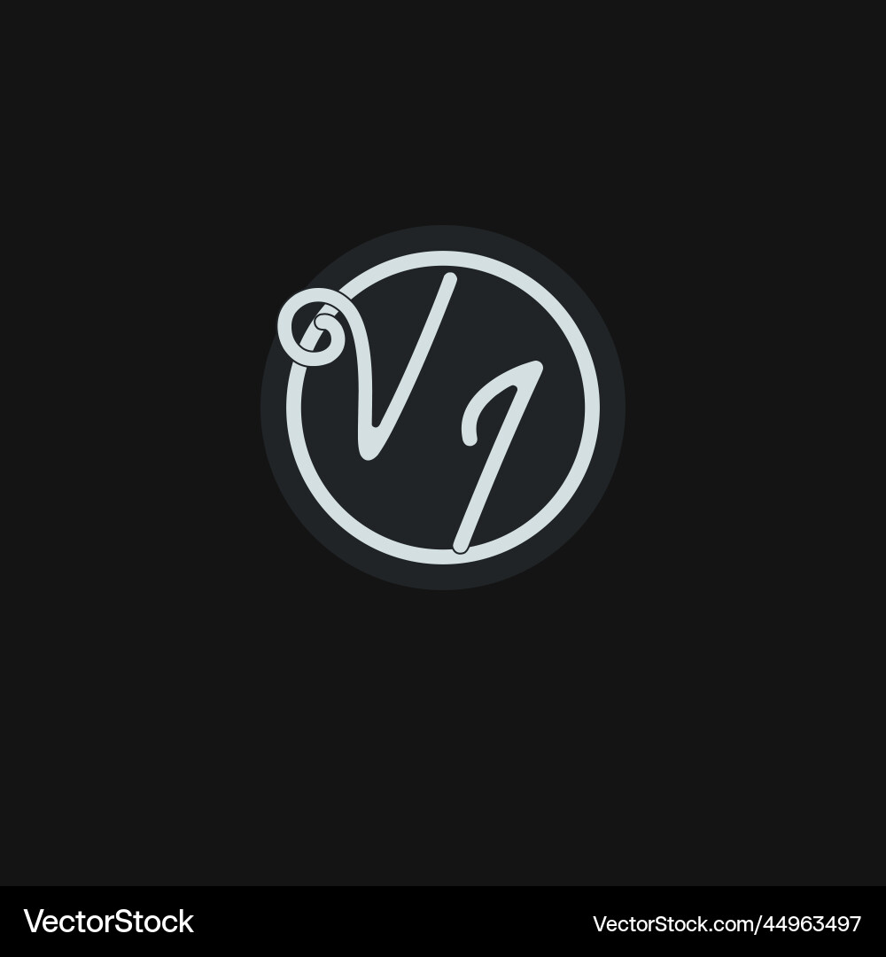 Initials vi logo monogram with simple circle line vector image