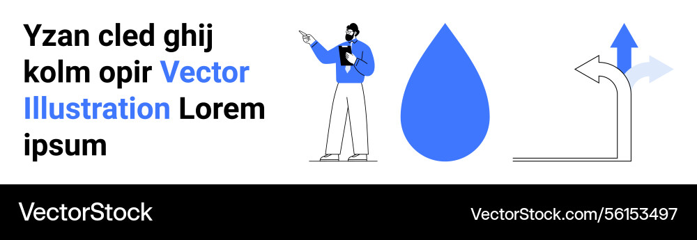 Man presenting data with water drop Vector Image