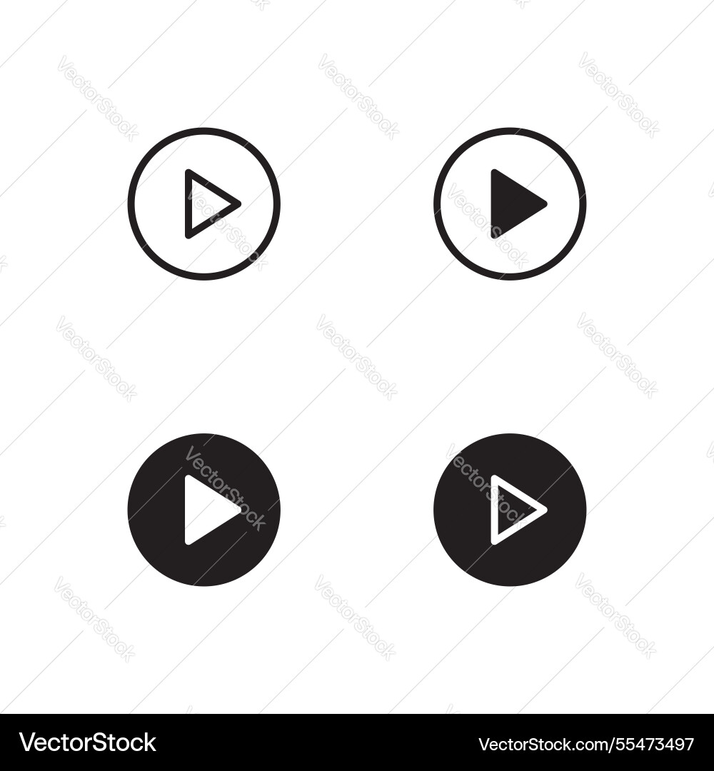 Media player buttons play icon set Media player buttons play icon set vector image