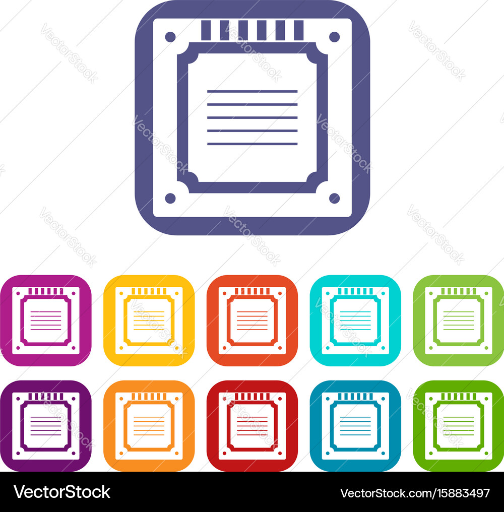 Modern multicore cpu icons set flat Vector Image