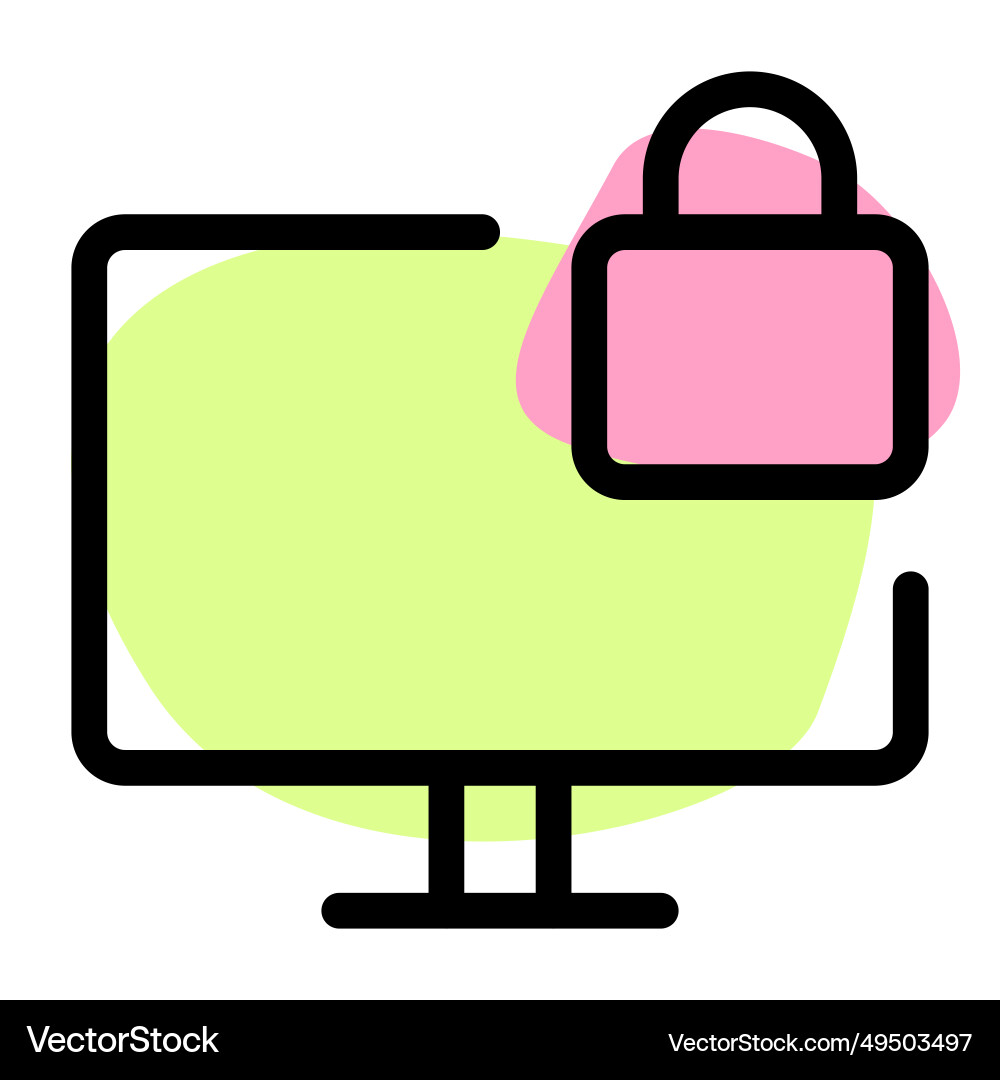 Monitor equipped with lock for enhanced security vector image