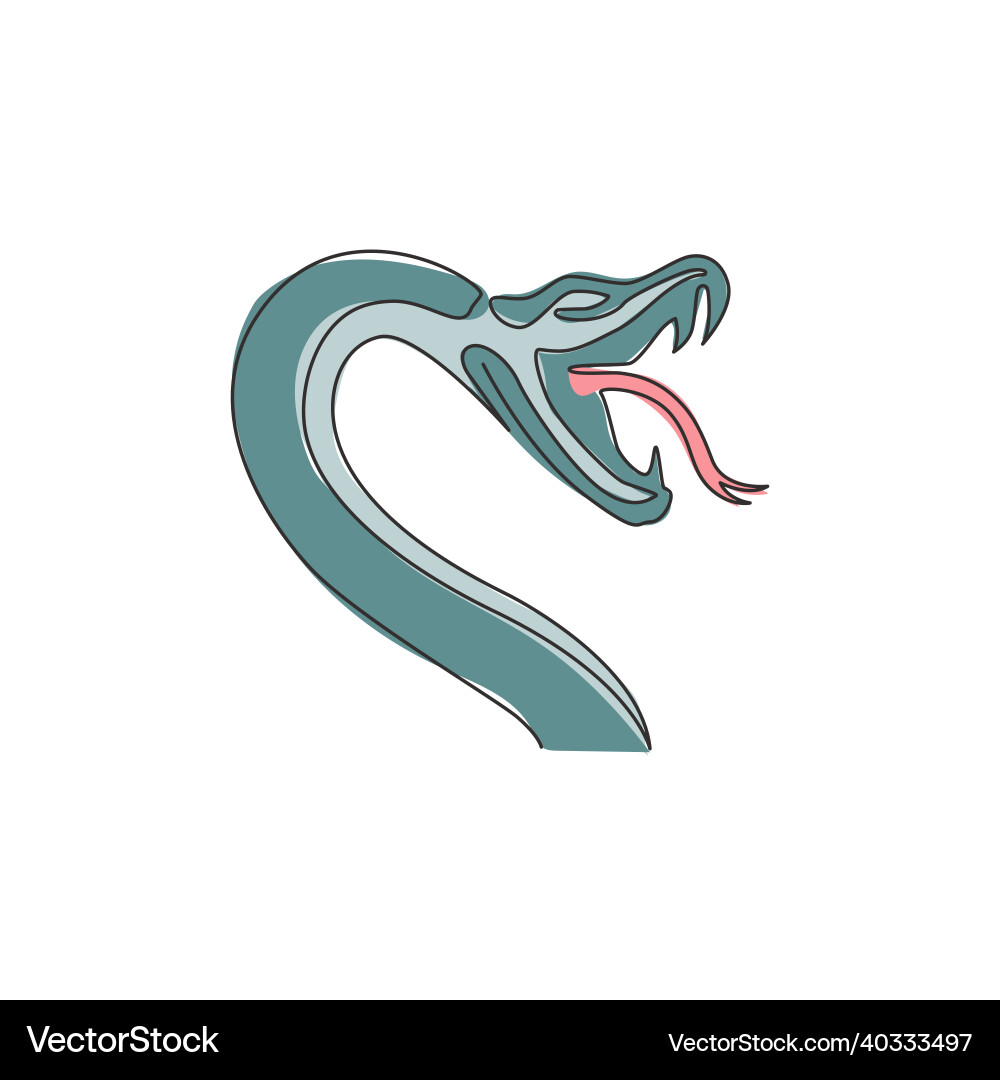 One continuous line drawing of venomous snake One continuous line drawing of venomous snake vector image