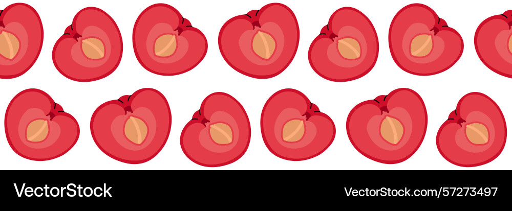 Red cherry seamless pattern whole and one sliced Vector Image