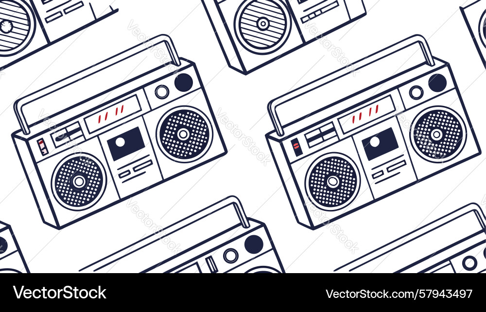 Retro Radio & Record Pattern Vector Image