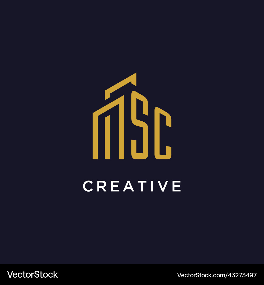 Sc initial monogram with building logo design Vector Image