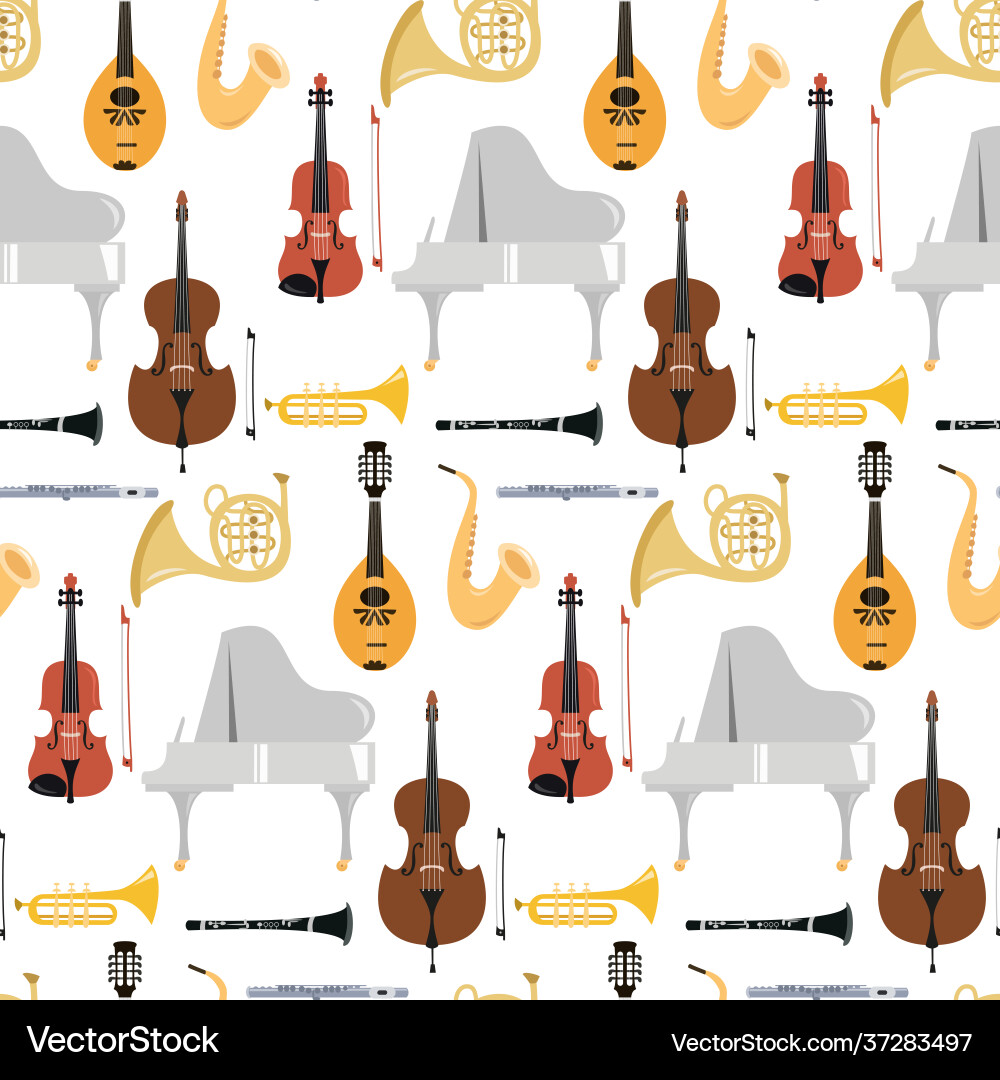 Seamless pattern with musical instruments Seamless pattern with musical instruments Vector Image