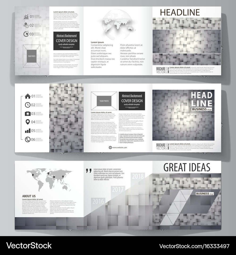 Set of business templates for tri fold square Vector Image