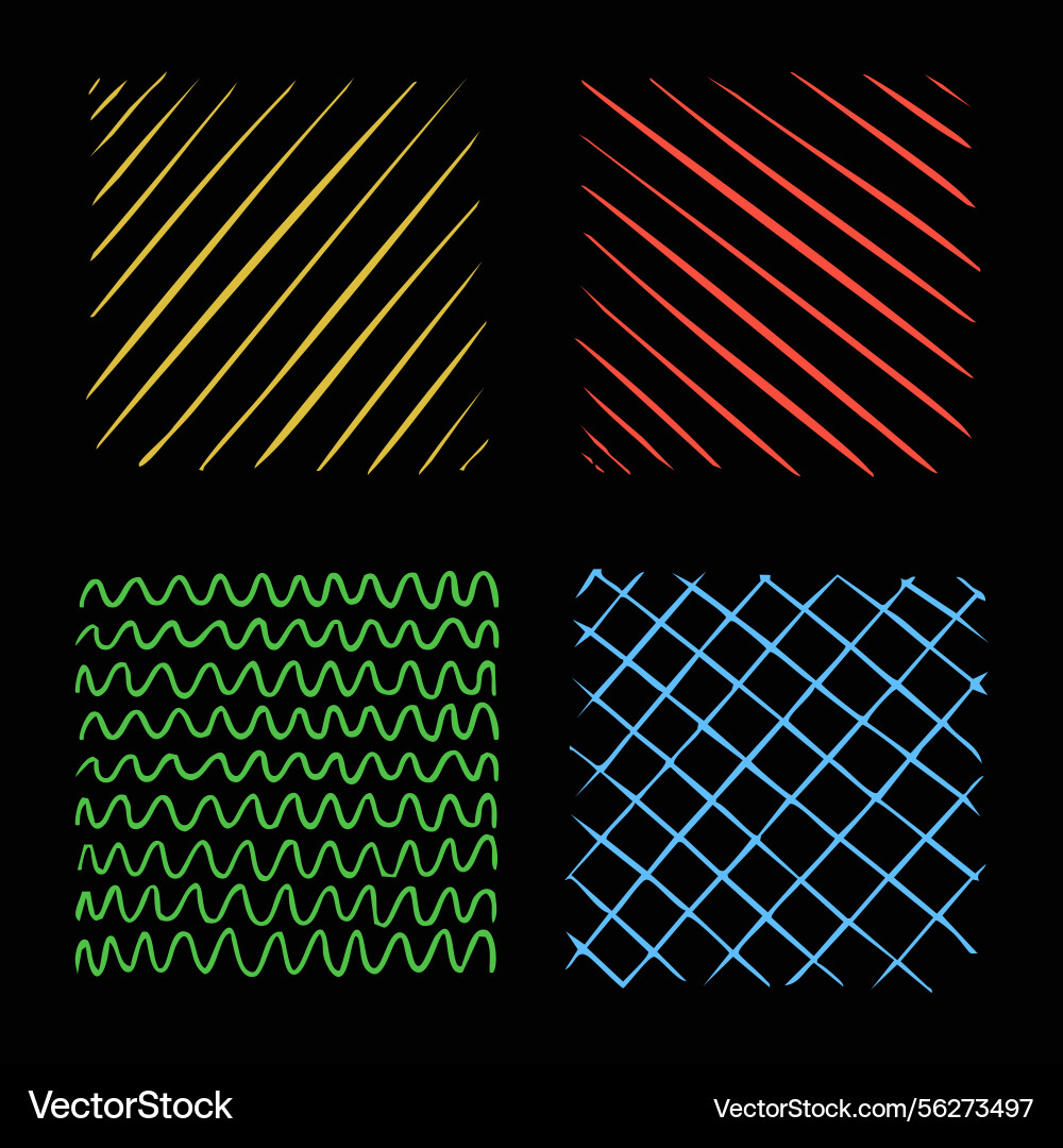 Set of colorful hand drawn scribbles and patterns Set of colorful hand drawn scribbles and patterns Vector Image