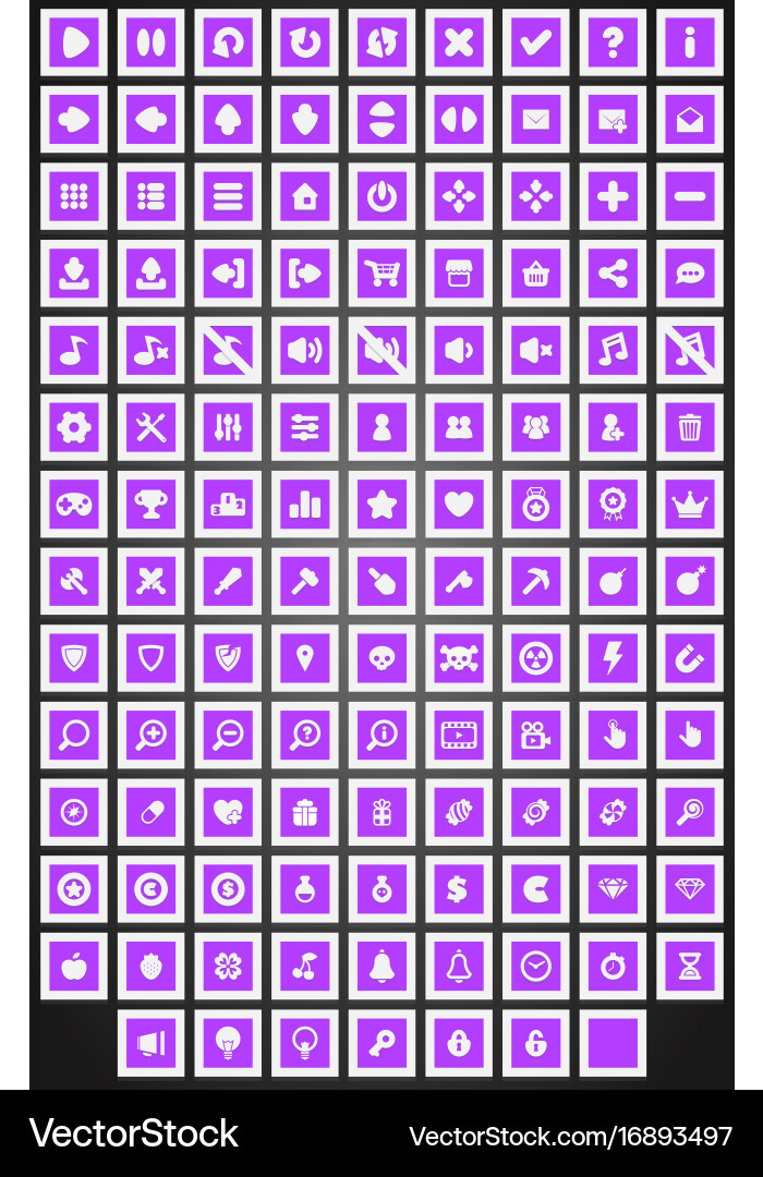 Set of flat square game buttons in cartoon style vector image