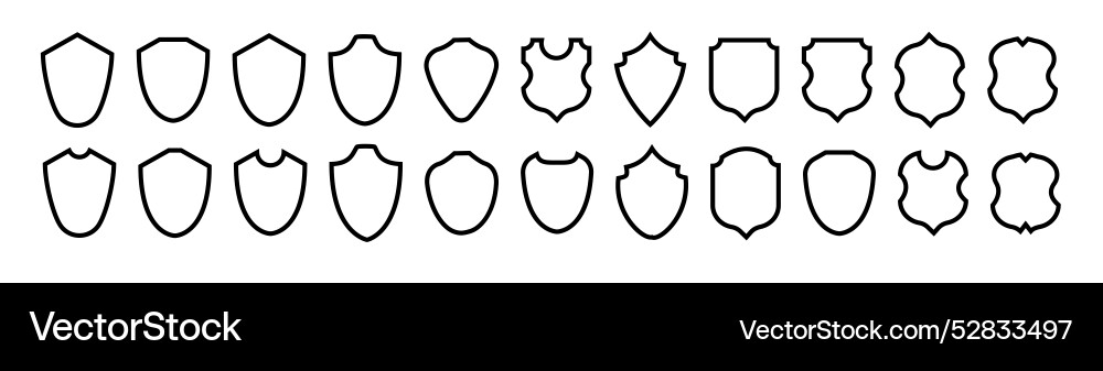Shield frame set collection signs empty vector image