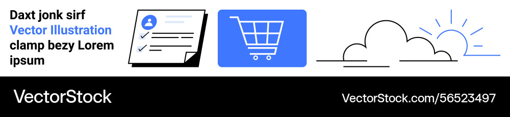 Shopping cart task checklist and cloudscape Shopping cart task checklist and cloudscape vector image