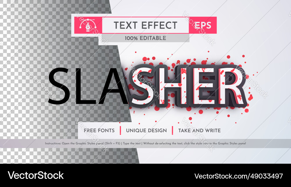 Slasher - editable text effect font style Slasher - editable text effect font style vector image