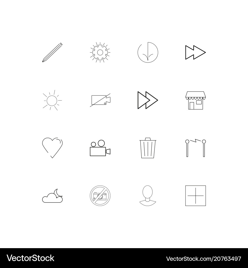 User interface linear thin icons set outlined vector image