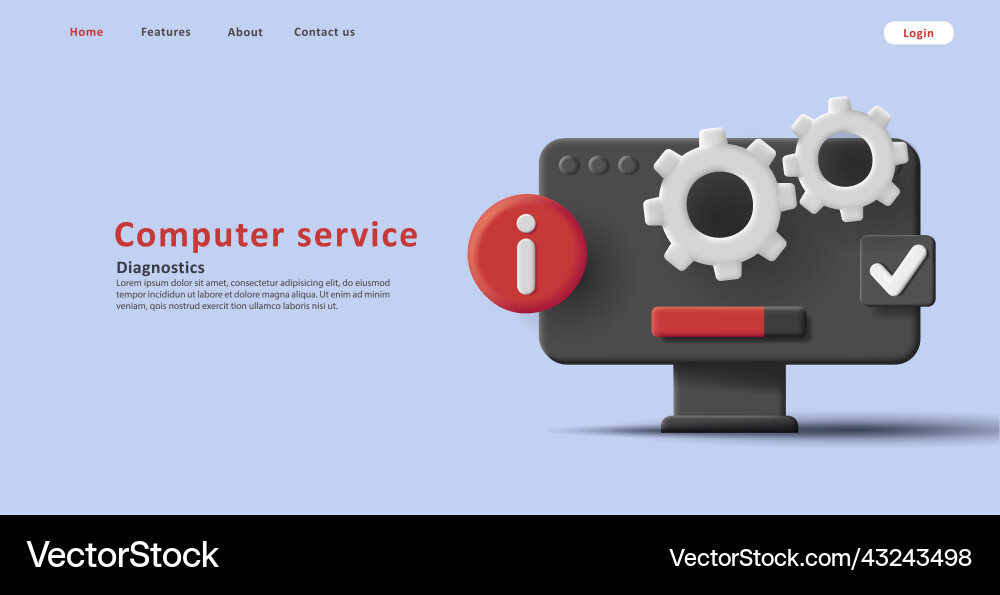 3D Computer Service Cogwheel Icon Vector Image