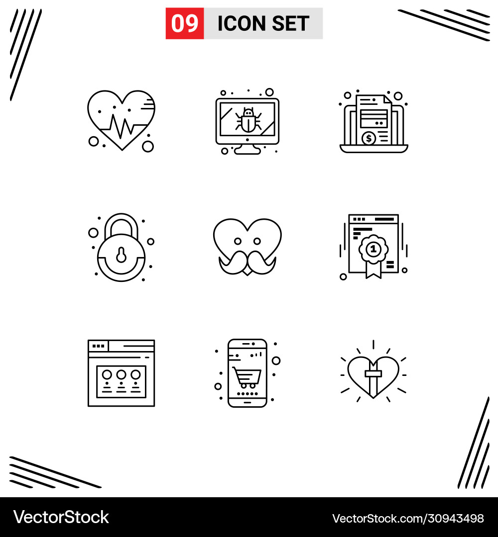 9 universal outlines set for web and mobile vector image