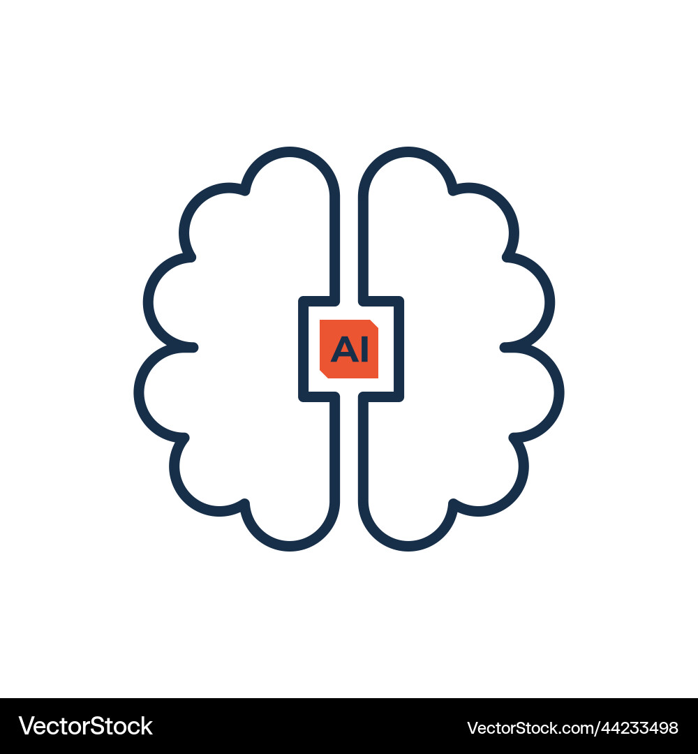 Ai icon line art style machine learning vector image