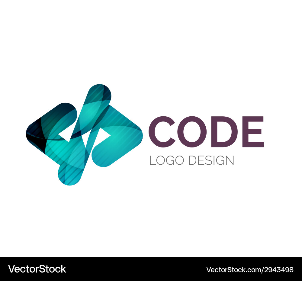 Code icon logo design made of color pieces vector image
