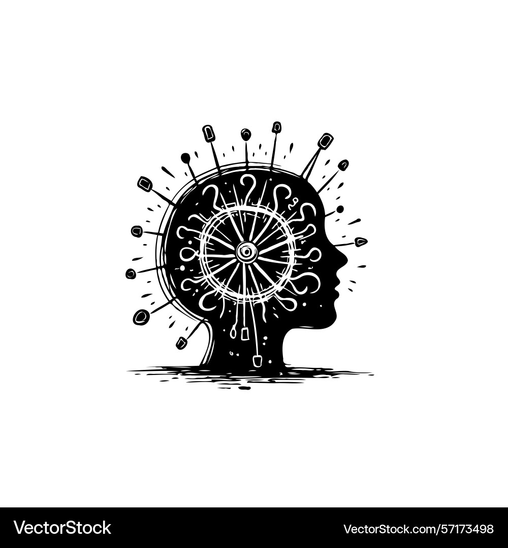 Conceptual of mental complexity and cognitive Vector Image