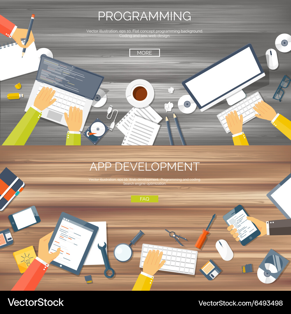 Flat background coding vector image