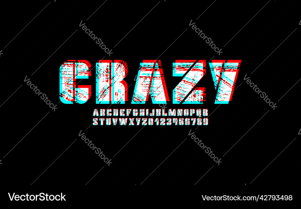 Grunge font large alphabet with a texture Vector Image