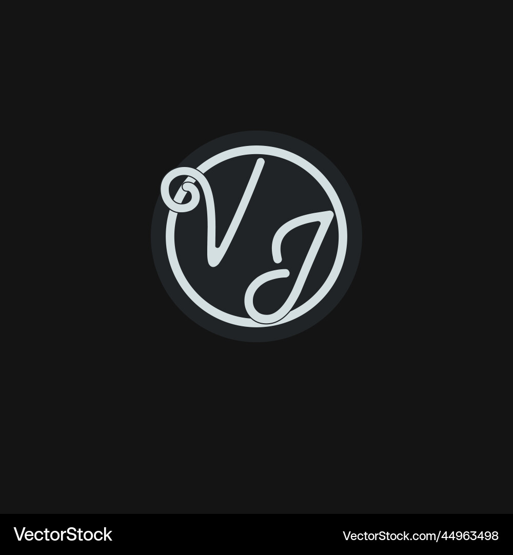 Initials vj logo monogram with simple circle line vector image