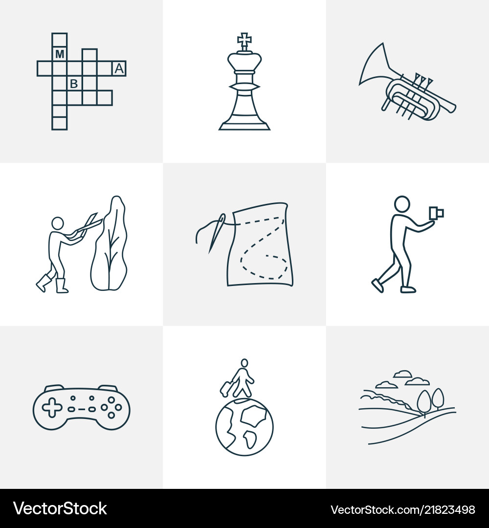 Lifestyle icons line style set with game console Lifestyle icons line style set with game console vector image