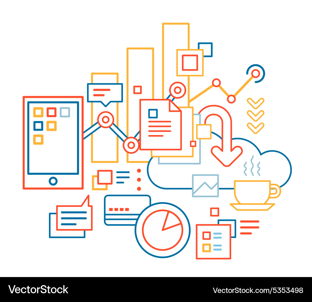 Linear of color business processes set on wh Vector Image
