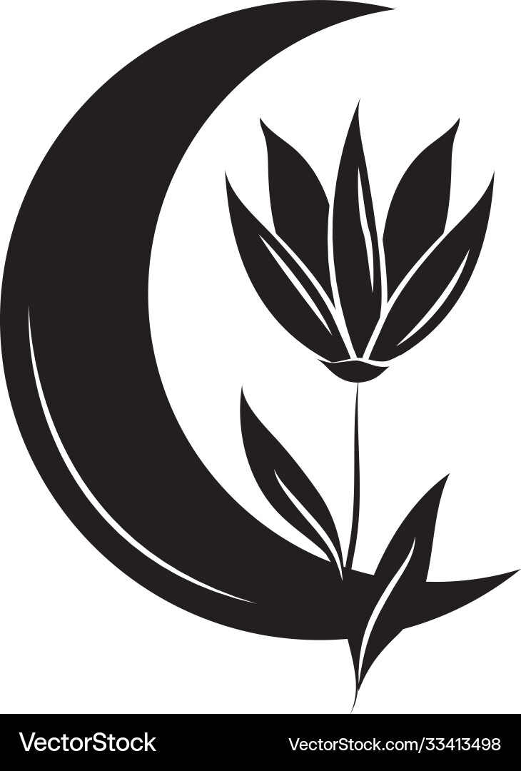 Minimalist Tattoo Halbmond Blume Silhouette Kunst Minimalist Tattoo Halbmond Blume Silhouette Kunst vektorbild
