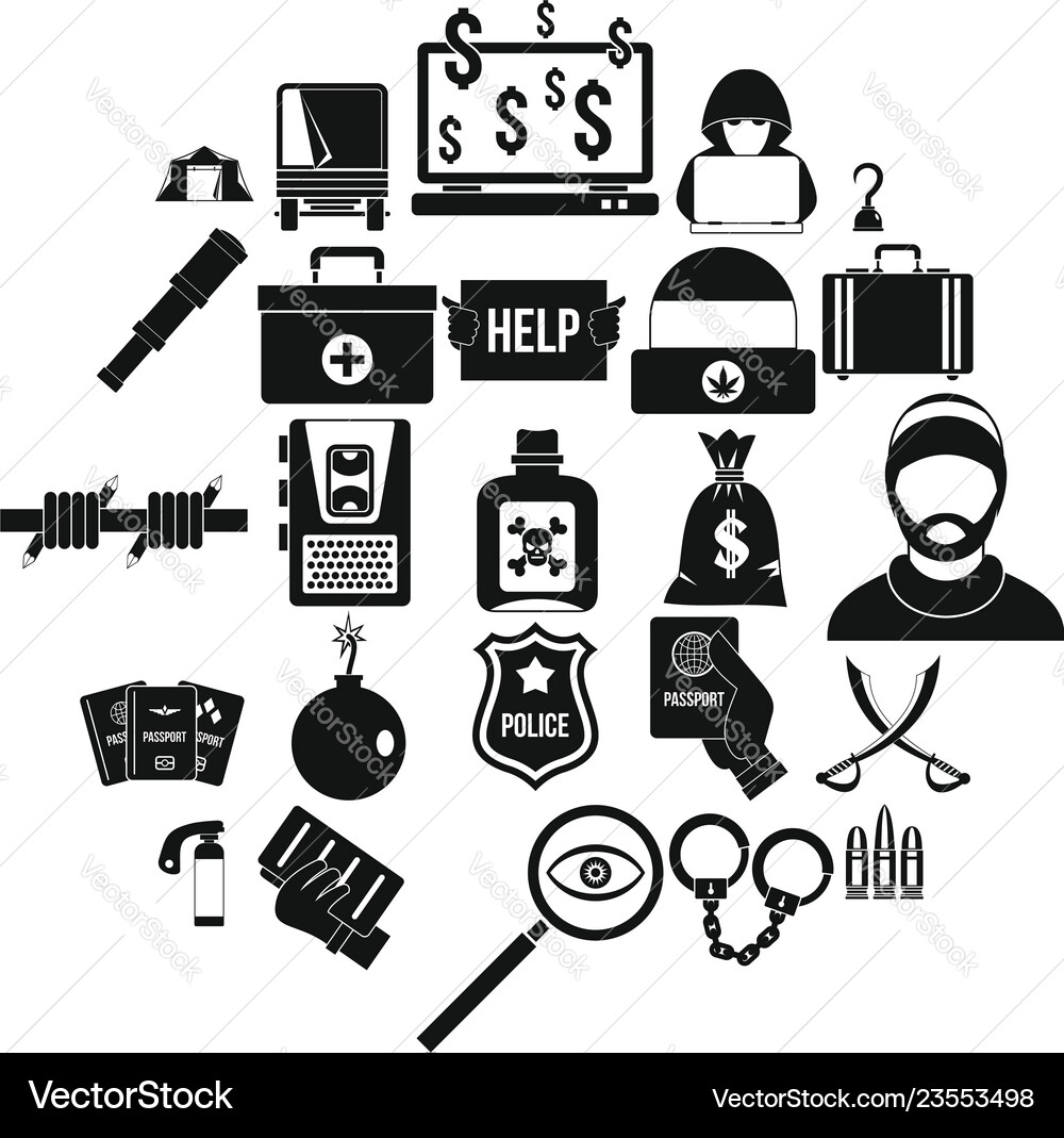 Misconduct icons set simple style Misconduct icons set simple style Vector Image