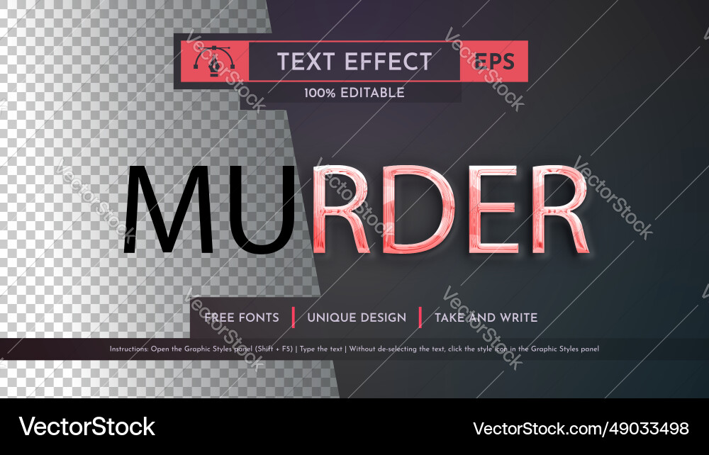 Murder - editable text effect font style Murder - editable text effect font style vector image