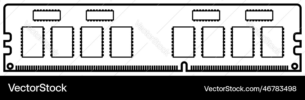 Outline ram for desktop computer memory stick Vector Image