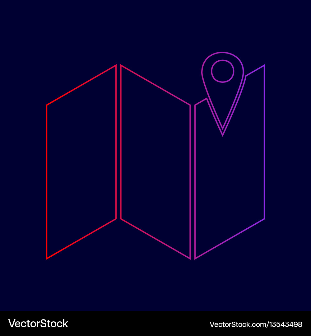 Pin on the map line icon with gradient vector image