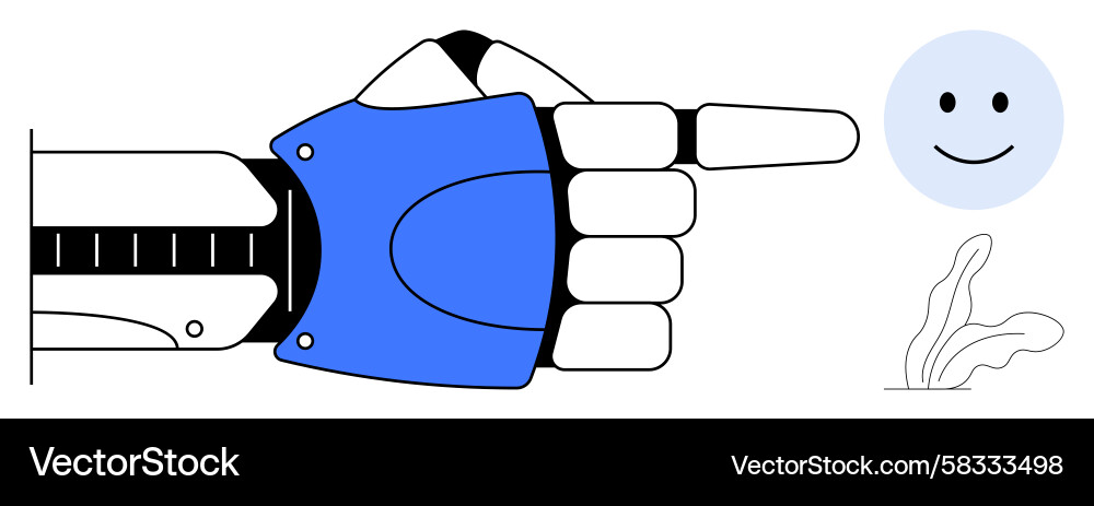Robotic Hand Pointing Towards a Smiling Face Vector Image