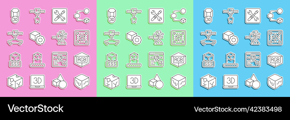 Set line isometric cube rgb and cmyk color mixing Set line isometric cube rgb and cmyk color mixing vector image
