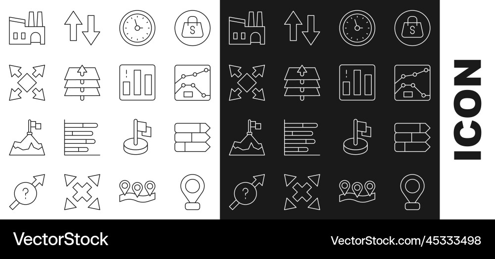 Set line location pie chart infographic graph Set line location pie chart infographic graph vector image