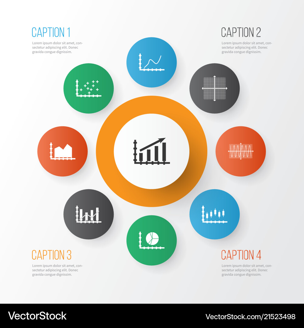 Set of graphs diagrams and statistics icons vector image