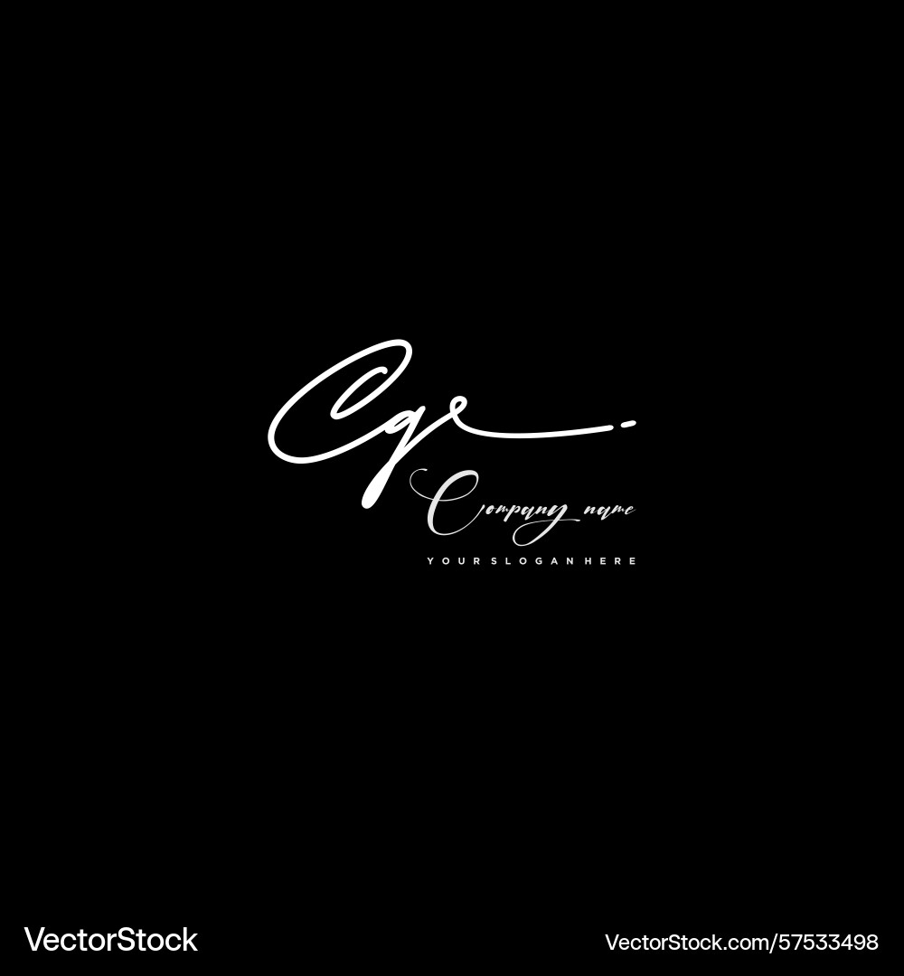 Signature style cq initial logos initials logo Vector Image
