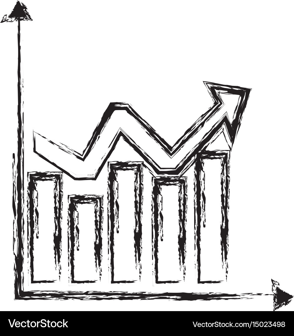 Sketch chart statistics graphs arrow business vector image