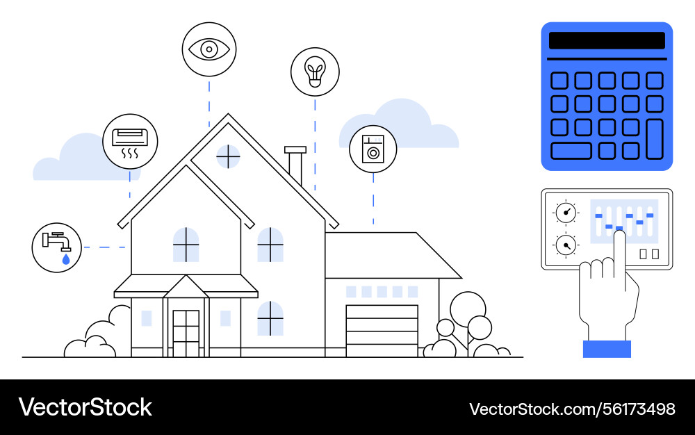 Smart home automation system with connected vector image