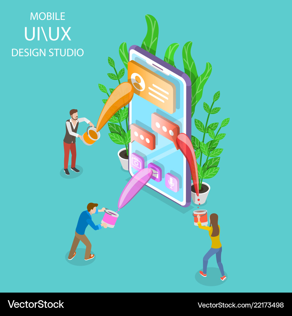 UI/UX Studio - Isometric Flat vector image