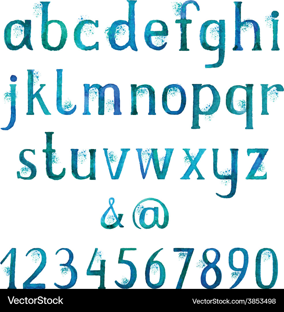 Watercolor Numbers & Text Vector Image