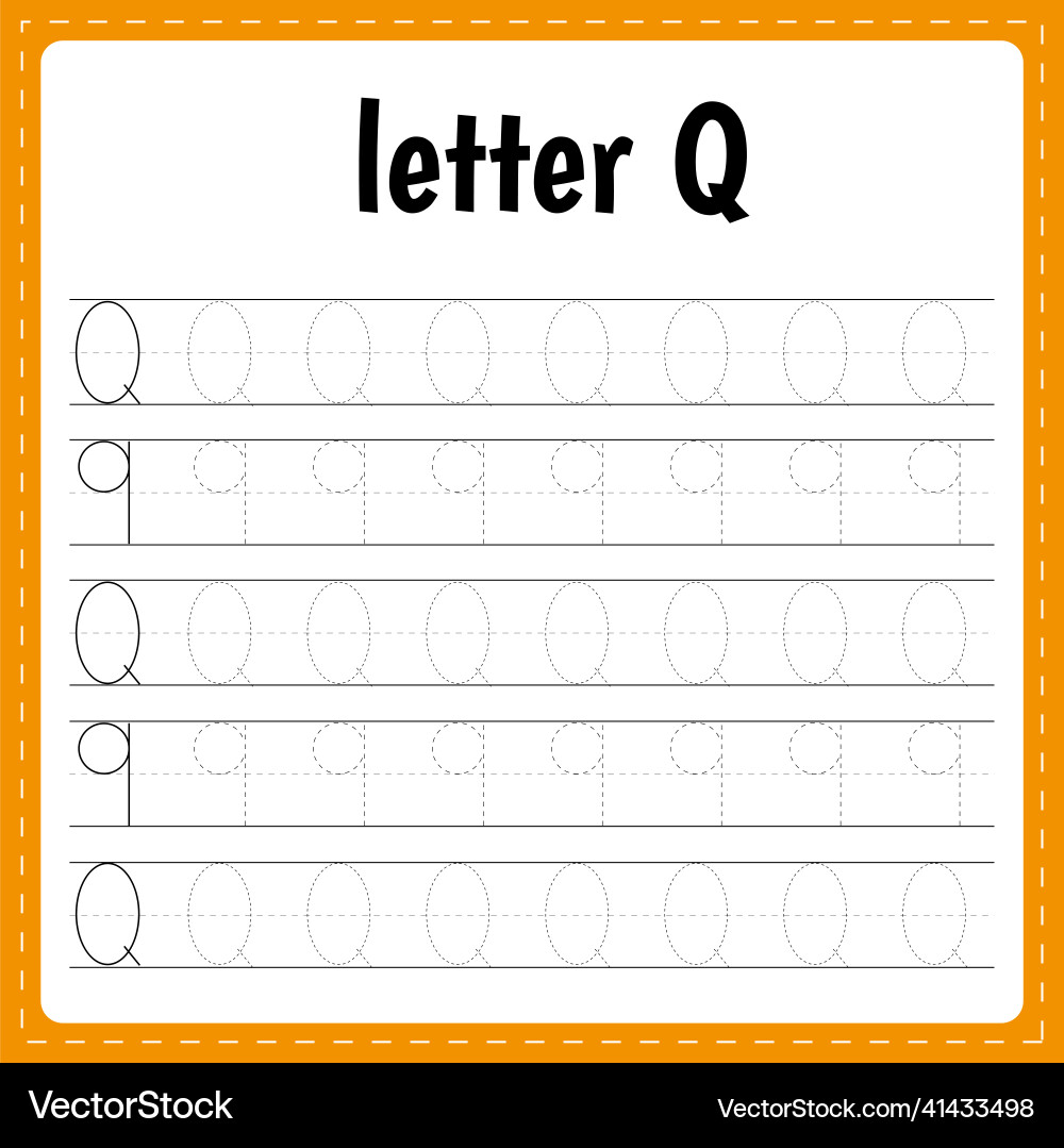 Writing letters tracing page practice sheet Vector Image